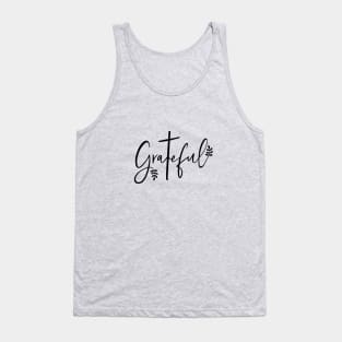 Grateful hand lettering with a cross, design for Thanksgiving Tank Top